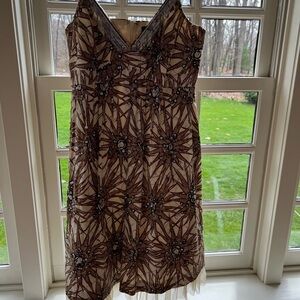 Elegant Brown Embellished Dress
